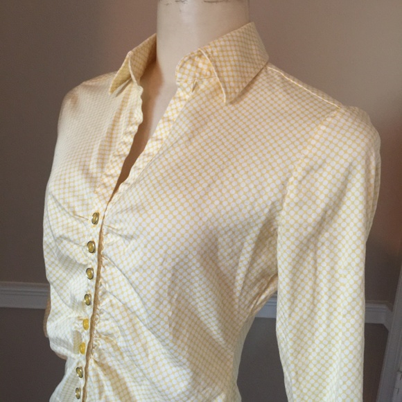  Yellow & White Ruched Front Top  - Picture 2 of 5